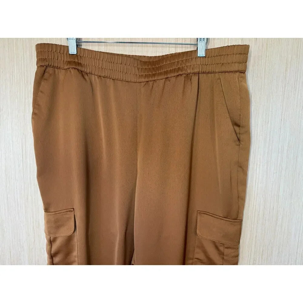 Banana Republic Satin Finish Cargo Jogger Pants Womens Size XL Bronze Casual - Picture 3 of 12